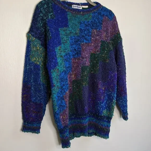 Vtg Sweater Art Abstract Vintage Crewneck Colorful Colorblock - Picture 3 of 6